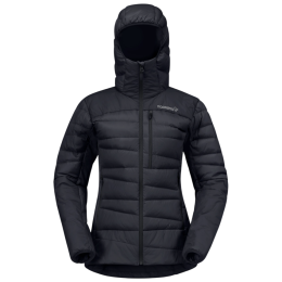 Ženska jakna od perja Norrona falketind down750 Zip Hood crna Caviar Black