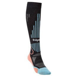 Ženske čarape Bridgedale Ski Lightweight Women's crna Black/Coral/