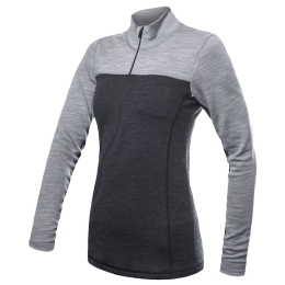 Ženska funkcionalna majica Sensor Merino Bold dl. rukáv zip siva anthracite/cool gray