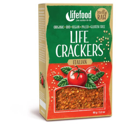 Proteinske pločice Lifefood LIFE CRACKERS Italské RAW BIO 90 g smeđa