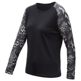 Ženska funkcionalna majica dugih rukava Sensor Merino Blend Impress crna/siva černá/zebra