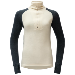 Ženska funkcionalna majica Devold Expedition Merino Silk Zip Wmn crna/bež Ink/Offwhite