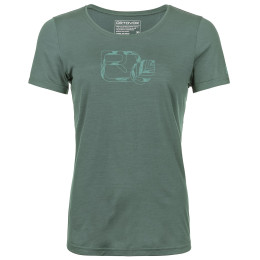 Ženska funkcionalna majica Ortovox 120 Cool Tec Leaf Logo Ts W siva/zelena