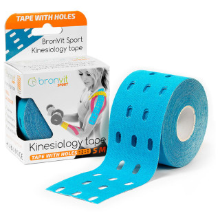 Kinesio trake BronVit Sport Kinesio Tape děrovaný plava