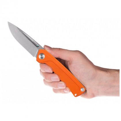 Nož Acta non verba Z200 Stonewash/Plain Edge, G10 narančasta Orange