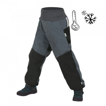 Dječje softshell hlače Unuo Fleece Basic siva/crna