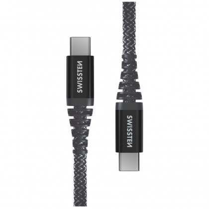 Kabeli za punjenje i sinhronizaciju Swissten Kevlar USB-C/USB-C 1,5 m tamno siva