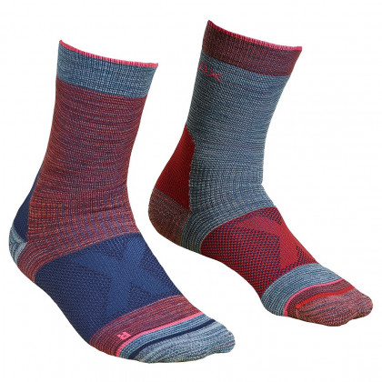 Ženske čarape Ortovox W's Alpinist Mid Socks crvena/plava HotCoral