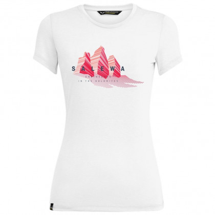 Ženska majica Salewa Lines Graphic Dry W T-Shirt. bijela/crvena