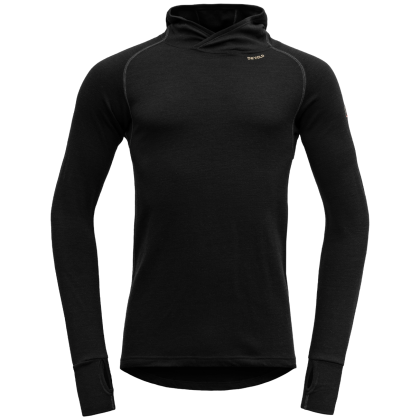 Muške funkcionalne majice dugih rukava Devold Expedition Merino 235 Hoodie Man crna Black