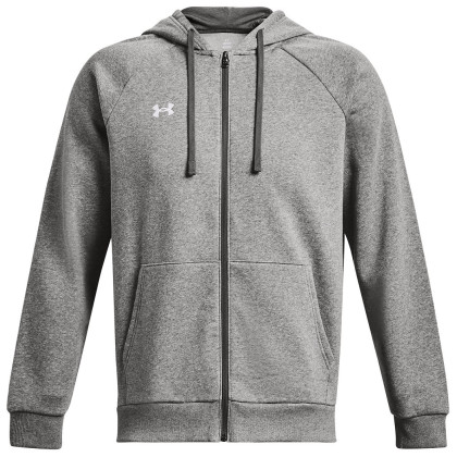 Muška dukserica Under Armour Rival Fleece FZ Hoodie siva Castlerock Light Heather / / White