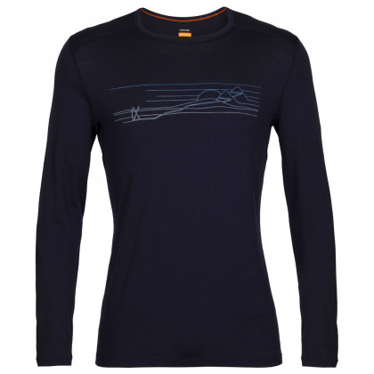 Muške funkcionalne majice Icebreaker 200 Oasis LS Crewe Ski Stripes tamno plava
