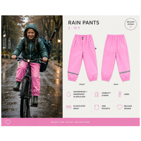 Dječje vodootporne hlače DucKsday Rainpants Pink/em