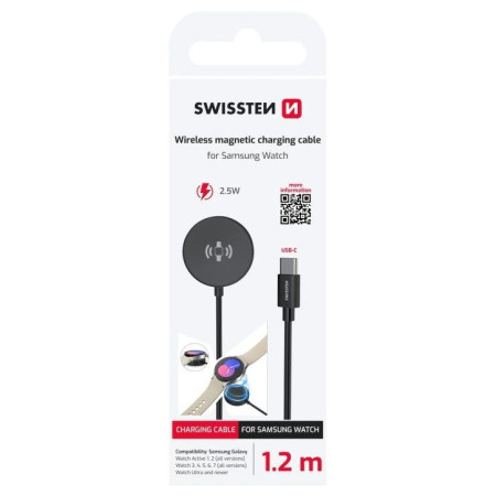 Kabeli za punjenje i sinhronizaciju Swissten Wireless magnetic charging cable for Samsung Watch 1,2 m