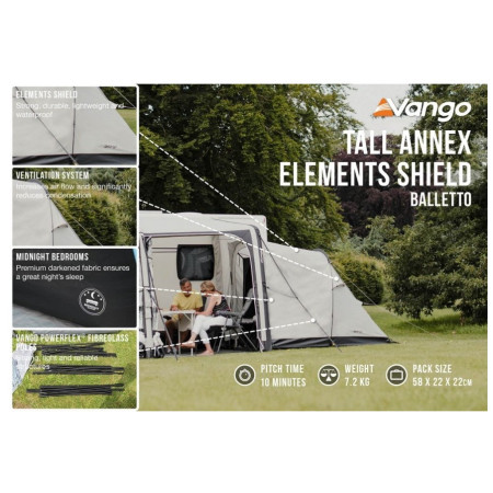 Nastavak šatora za kamper Vango Tall Annex Elements Shield - Balletto