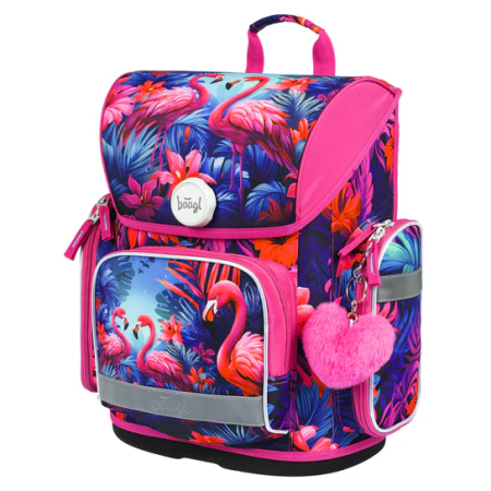 Školski ruksak za niže razrede osnovne škole Baagl Ergo ružičasta Plameňáci