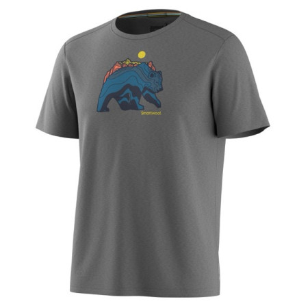 Muške funkcionalne majice Smartwool Men's Bear Strata Active Short Sleeve Graphic Tee siva LT Gry H