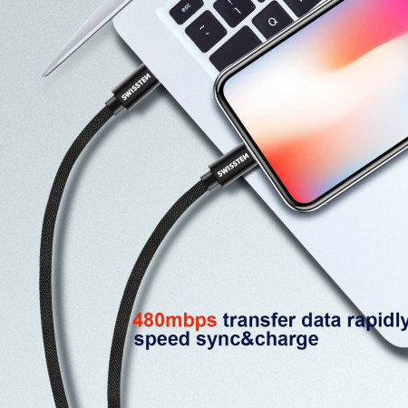 Kabeli za punjenje i sinhronizaciju Swissten Textile USB-C / Lightning 1,2 m
