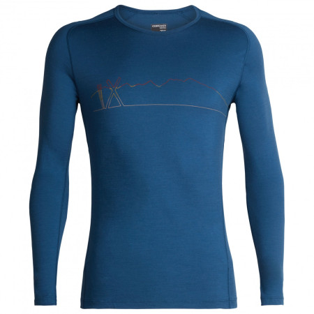 Muška majica Icebreaker Mens 200 Oasis Deluxe Raglan LS Crewe Single Line Ski plava PrussianBlue