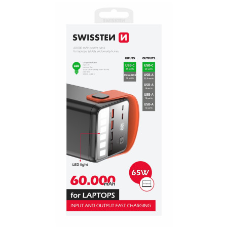 Power bank eksterne baterije Swissten Power Line 60000 mAh 65W