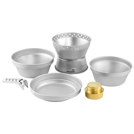 Set posuđa i plamenik Easy Camp Storm Cooker srebrena Silver