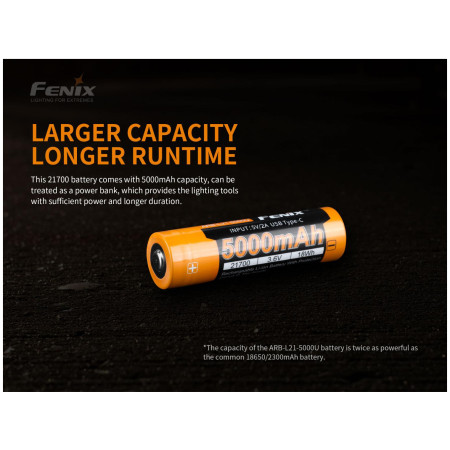 Akumulator Fenix 21700 5000 mAh s USB-C (Li-Ion)