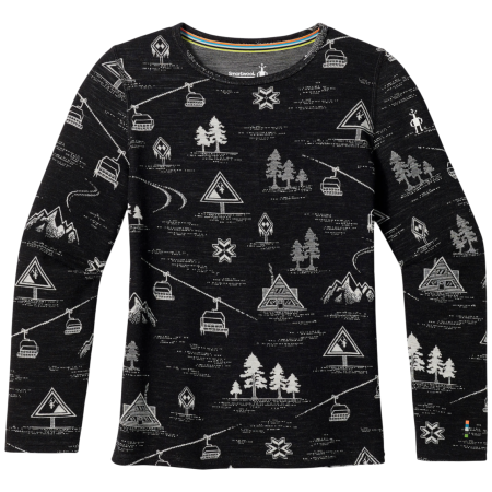 Dječja funkcionalna majica Smartwool Kids' Classic Thermal Merino Base Layer Crew crna BLACK SKI DAY