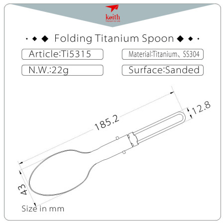 Žlica Keith Titanium Folding Titanium Spoon