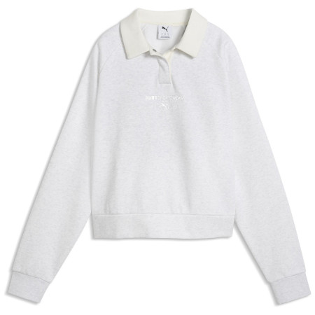 Ženska dukserica Puma CLASS Relaxed Longsleeve Polo FL bijela White Glow Heather