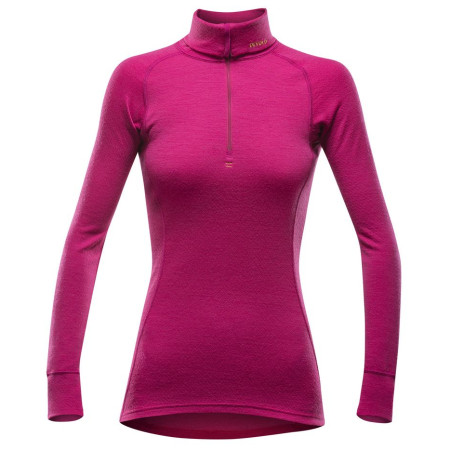 Ženska majica Devold Duo Active Woman Zip Neck crvena/ružičasta Cerise
