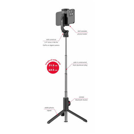 Selfie štap Swissten BLUETOOTH SELFIE STICK ALUMINUM TRIPOD PRO
