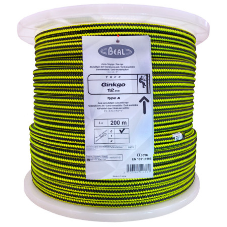 Arborističko uže Beal Ginkgo 12mm 200m crna/žuta