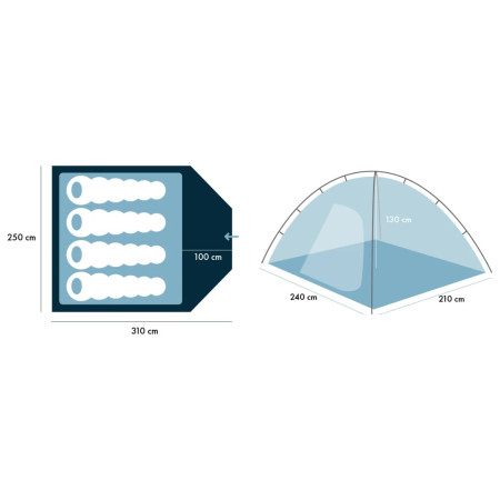 Šator za 4 osobe Zulu Dome 4 Plus Black
