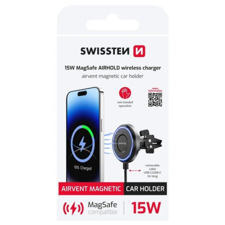 Držač za auto Swissten 15W MagSafe AIRHOLD wireless charger
