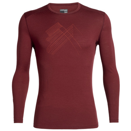 Muška majica Icebreaker M 200 Oasis LS Crewe Snap Head boja vina Cabernet