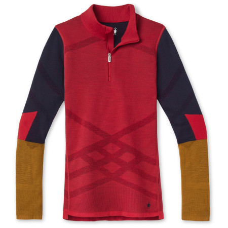 Ženska termo majica Smartwool W Intraknit Merino 200 Colorblock 1/4 Zip crvena pomegranate