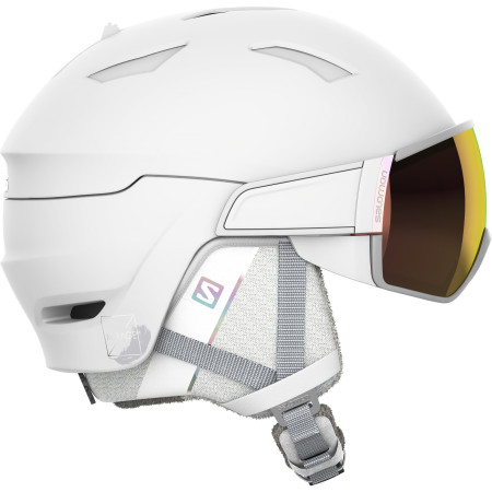 Ženska skijaška kaciga Salomon Mirage White Ruby bijela White(PantoneBrightWhite)