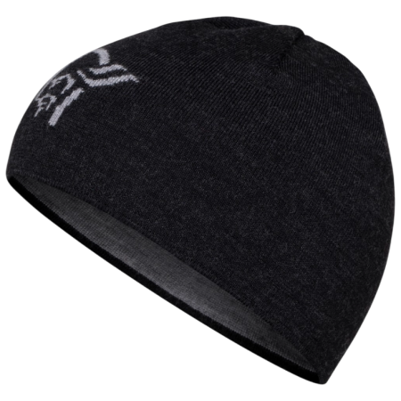 Kapa Norrona 29 light merinoUll logo Beanie crna Caviar Melange