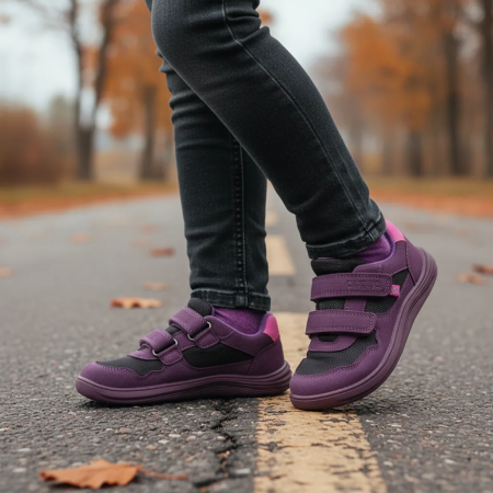 Dječje cjelogodišnje barefoot cipele Bugga Safi Dark Purple