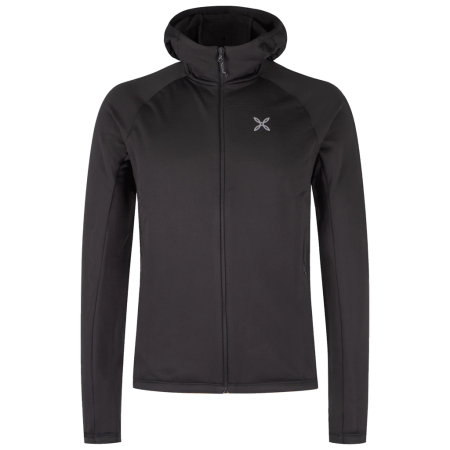 Muške funkcionalne majice dugih rukava Montura Fadis Grid Hooded Maglia crna Black