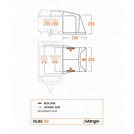 Šator za kamp prikolicu Vango Palma 260