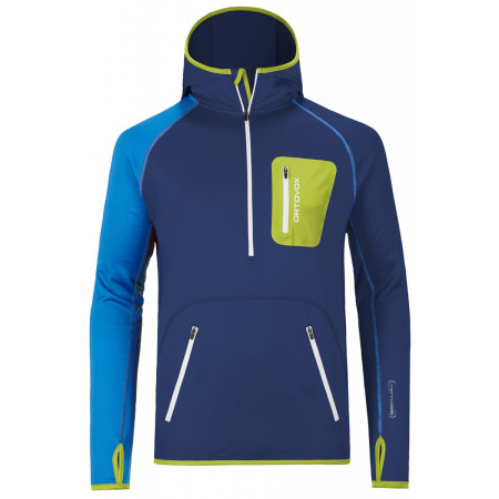 Muška dukserica Ortovox Merino Zip Neck plava StrongBlue