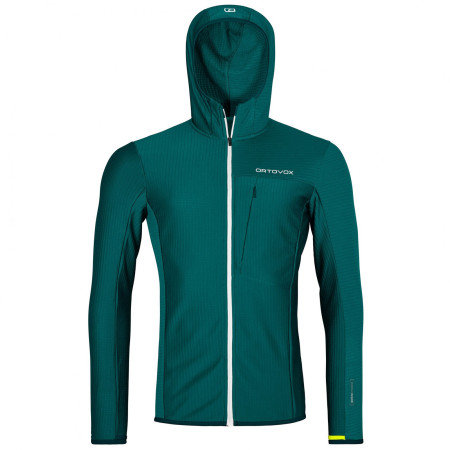 Muška jakna Ortovox Fleece Light Grid Hooded Jacket zelena