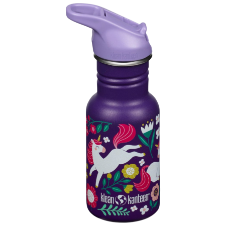 Dječja boca Klean Kanteen Kid Classic Narrow 12oz (w/Flip Seal Sport Cap) Ljubičasta leaping unicorns