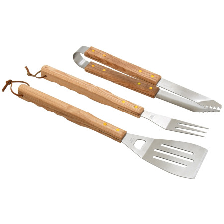 Pribor za roštilj Cattara Wood set 3 kom smeđa/srebrena