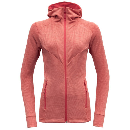Ženska dukserica Devold Aksla Woman Jacket W/Hood boja lososa Poppy