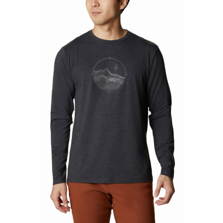 Muška majica Columbia Tech Trail™ Graphic Long Sleeve crna BlackHeatherRoundedContourGraphic