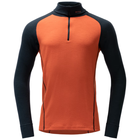 Muške funkcionalne majice Devold Duo Active Merino 205 Zip Neck Man narančasta/siva Brick