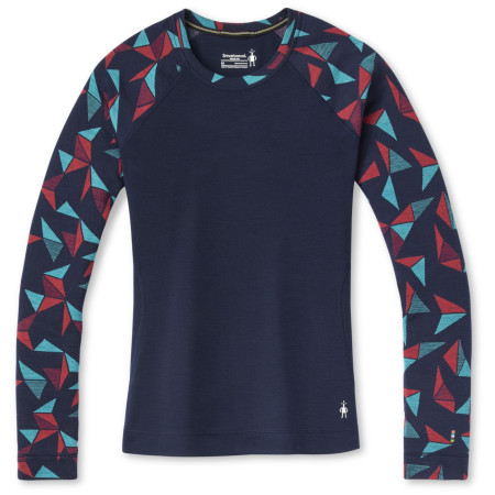 Ženska termo majica Smartwool W Merino 250 Baselayer Pattern Crew Bxd plava / crvena DeepNavyPinwheel
