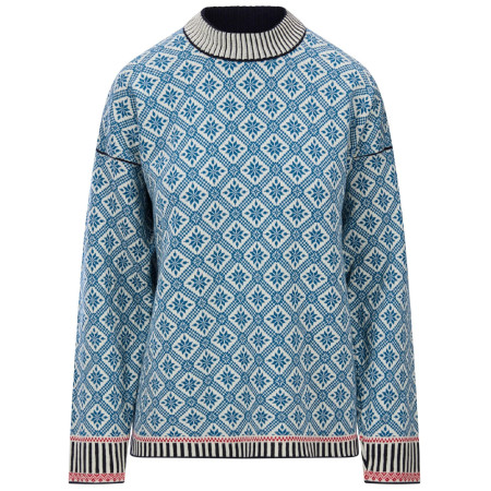 Ženski džemer Dale of Norway Langøy Fem Sweater plava/bijela Arctic Blue Offwhite